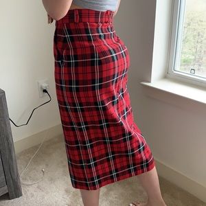 Plaid midi skirt